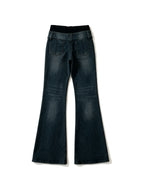 Washed blue low rise flare jeans