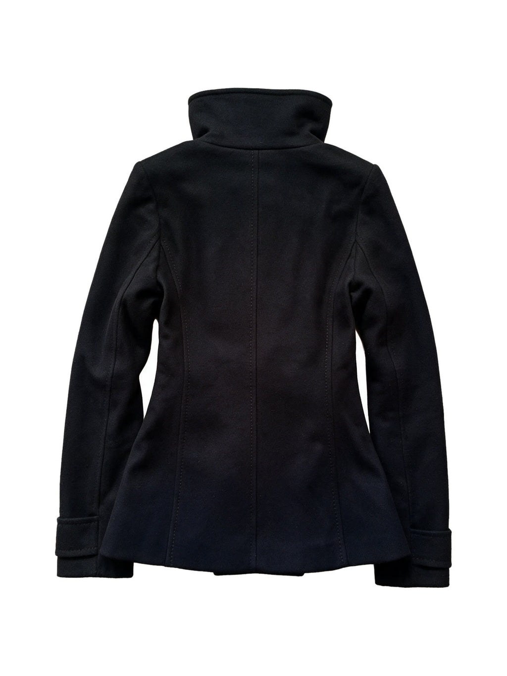 Navy cropped double breasted peacoat with a funnel collar
