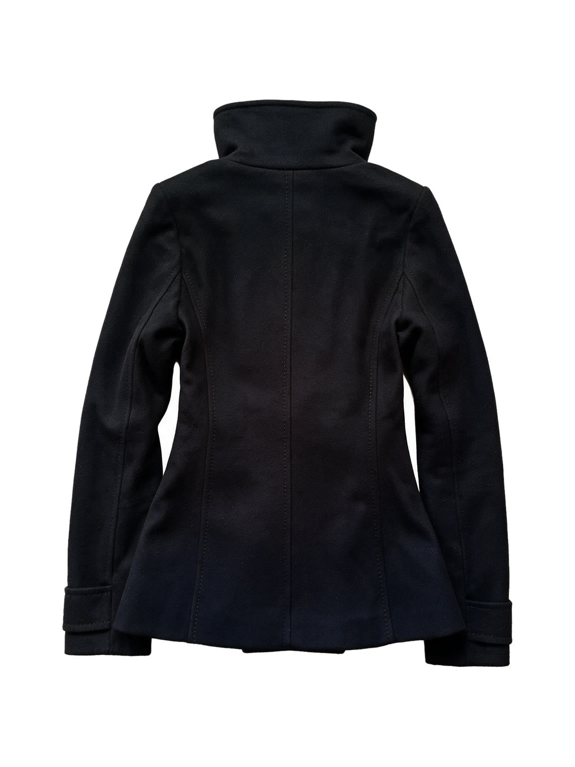 Navy cropped double breasted peacoat with a funnel collar