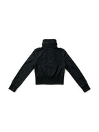 Cropped black stand collar safari jacket