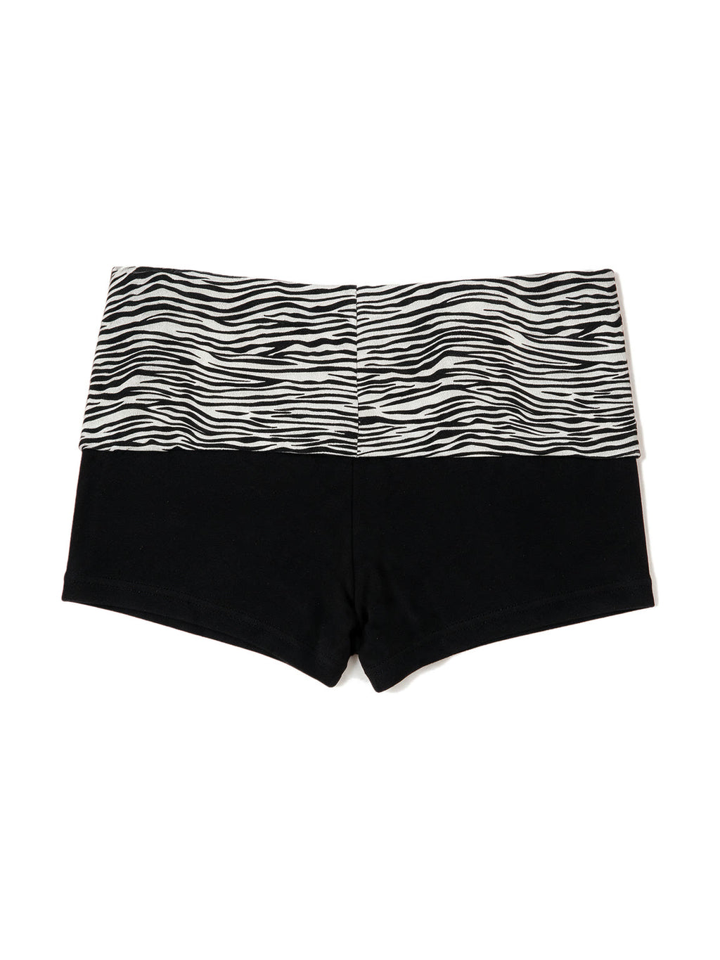 Black hot shorts with a zebra print waistband