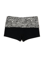 Black hot shorts with a zebra print waistband
