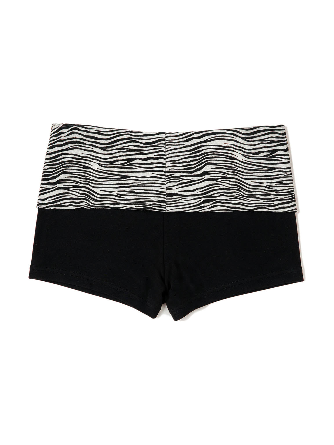 Black hot shorts with a zebra print waistband