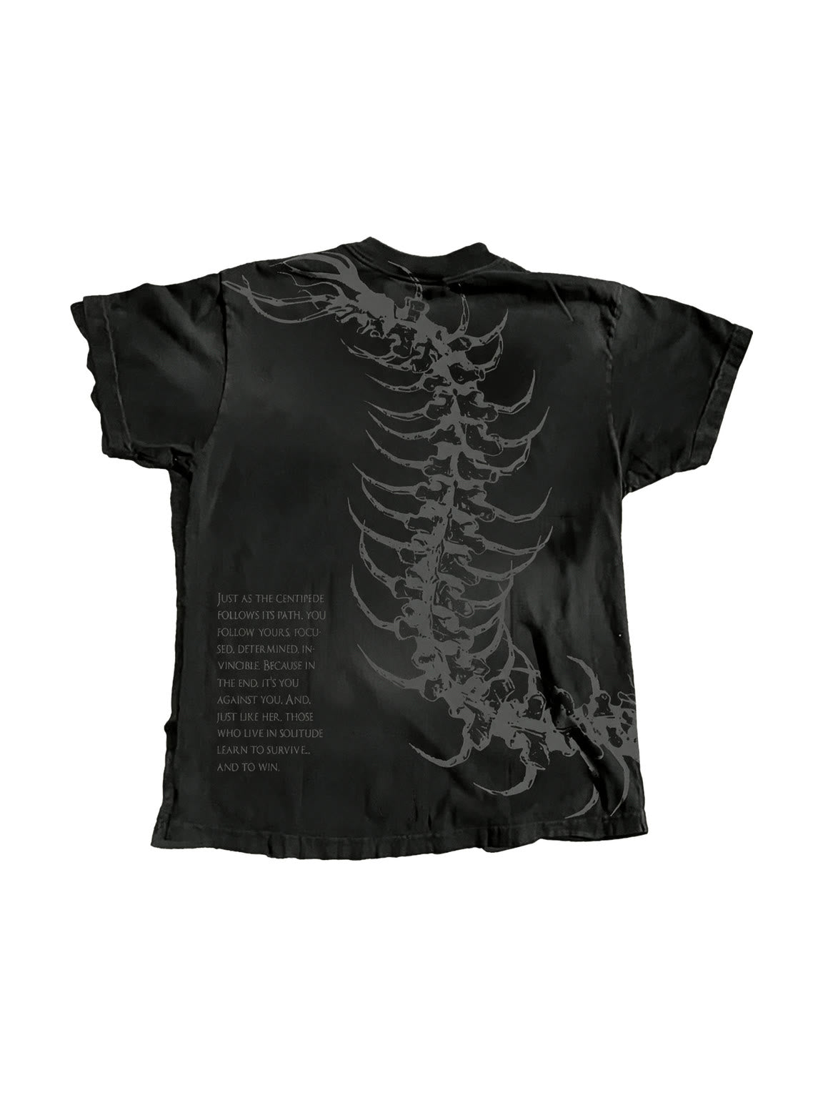 Washed black oversized tee with a skeletal back print