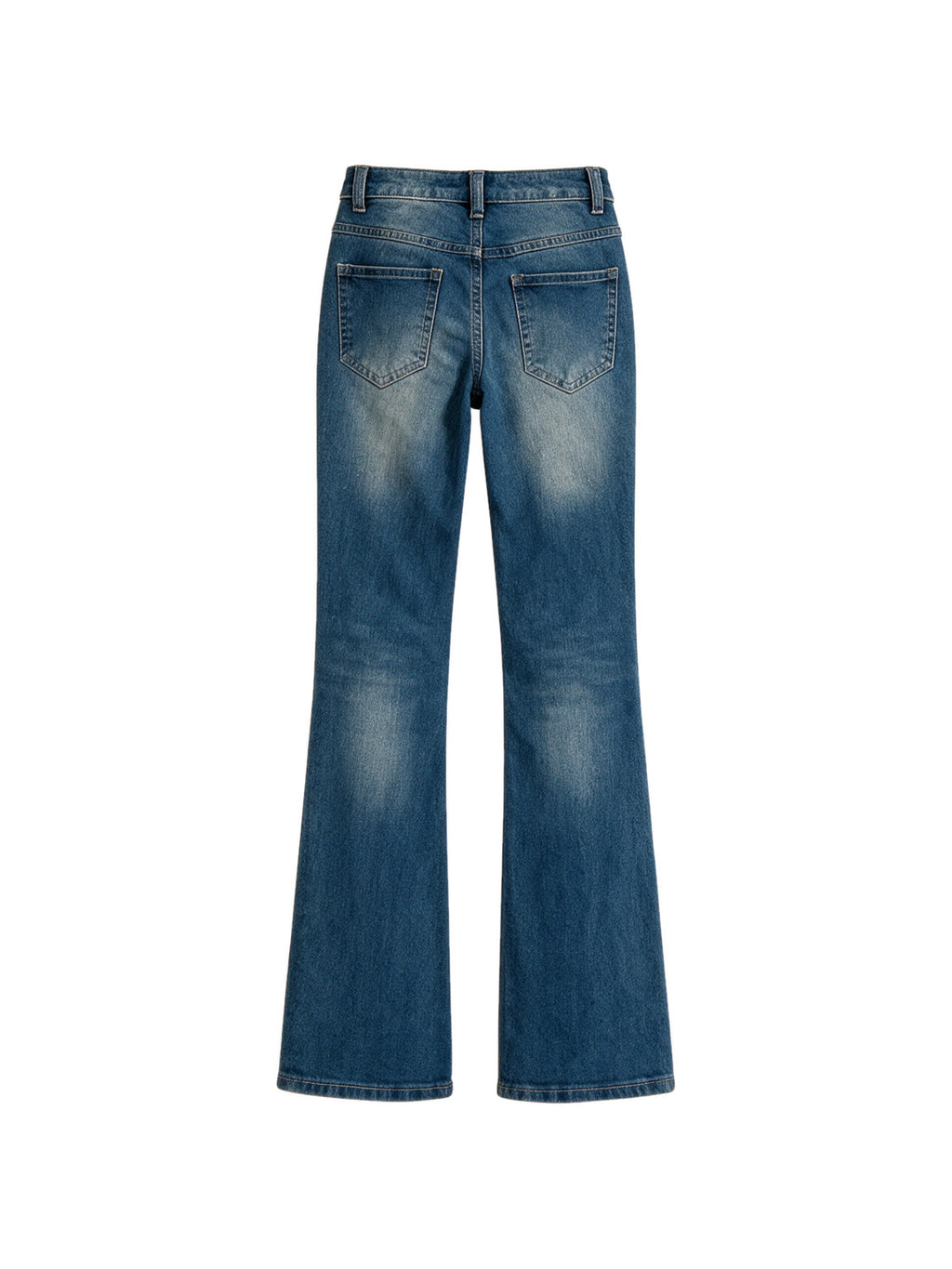 Blue wide leg jeans with a crystal set waistband