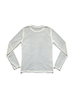 Cream long sleeve tee printed with a magazine style photo spread