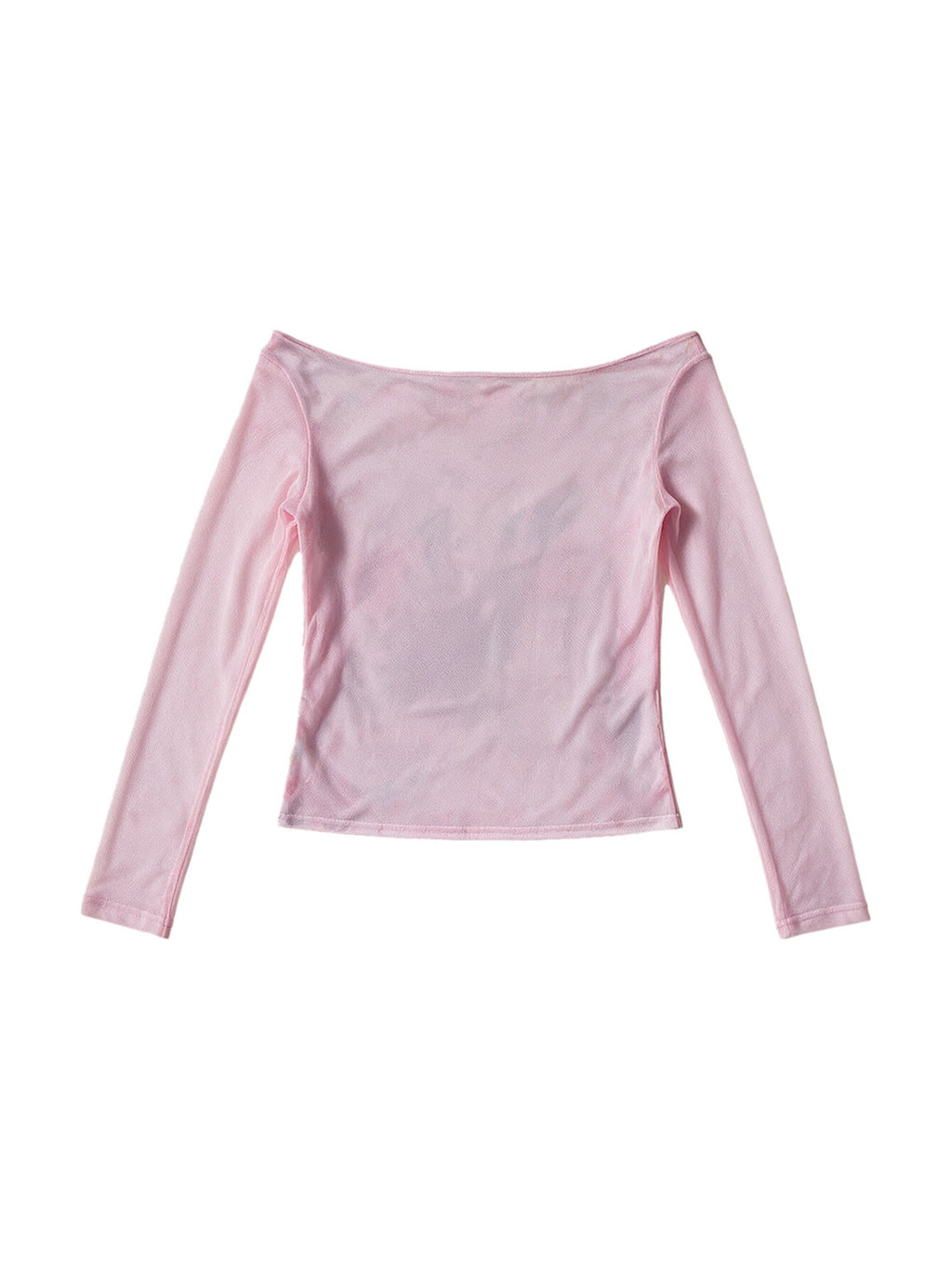 Pink sheer mesh long sleeve top with anime print