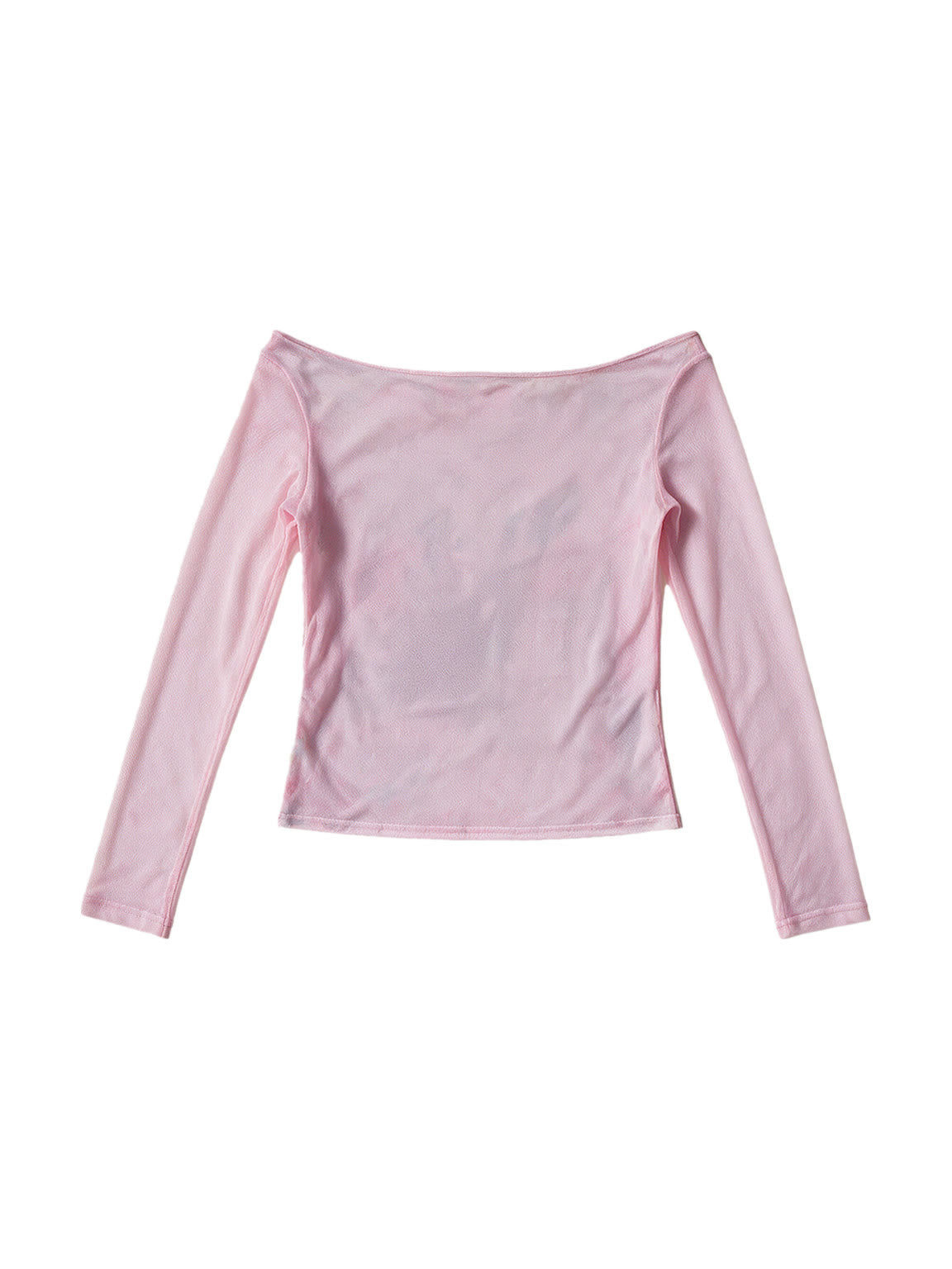 Pink sheer mesh long sleeve top with anime print