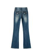 Blue baggy jeans with embroidered pockets
