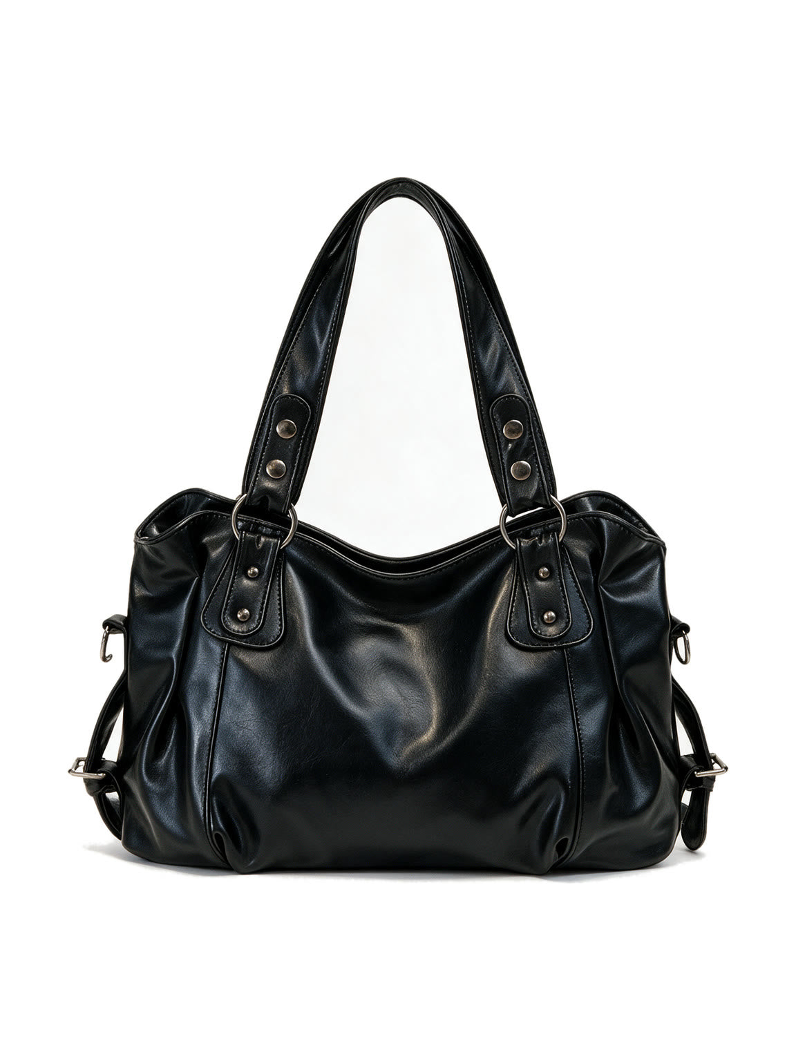 Matte black leather slouch shoulder bag
