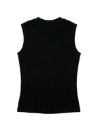 Black bustier tank with safety pins and a studded cross