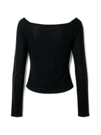 Black long sleeve top with a beaded cut out front
