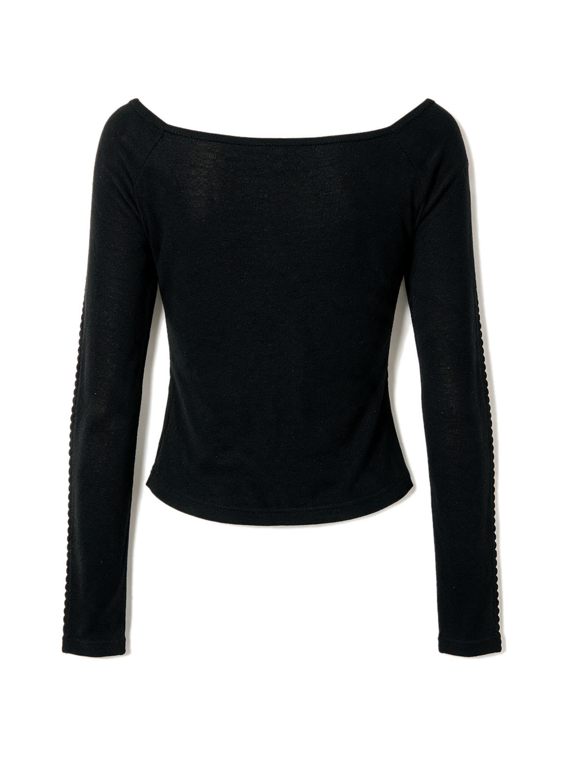 Black long sleeve top with a beaded cut out front