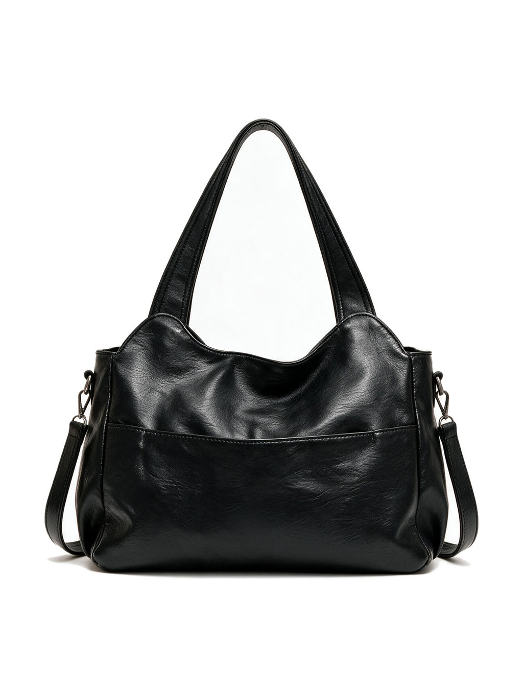 Soft black leather slouch hobo bag