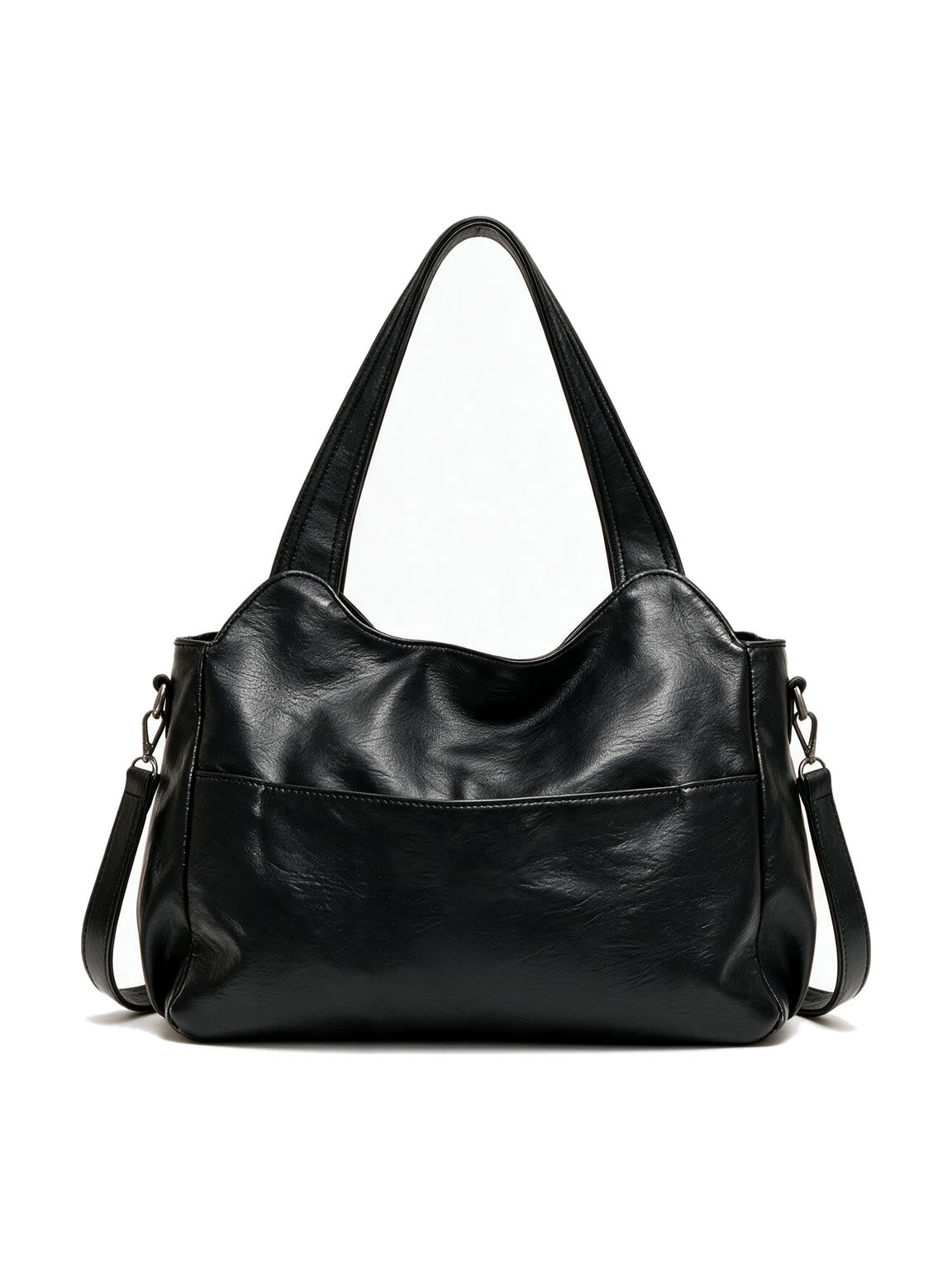 Soft black leather slouch hobo bag