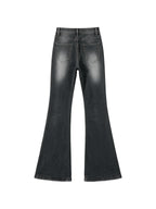 Grey washed high waist flare jeans