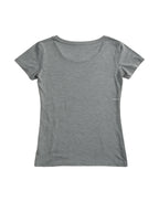 Grey baby tee with a distressed flag print