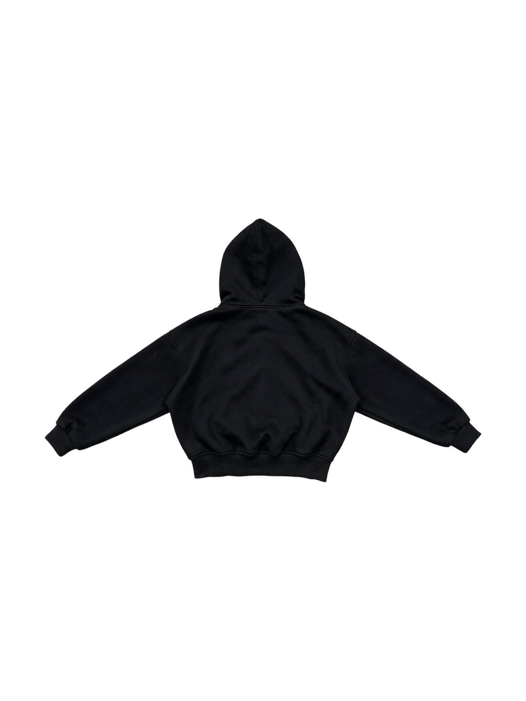 Boxy black hooded sweat jacket with silver toggle clasps