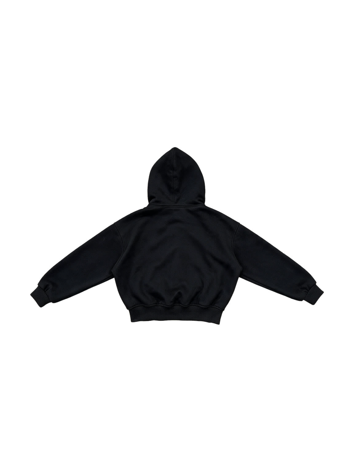 Boxy black hooded sweat jacket with silver toggle clasps