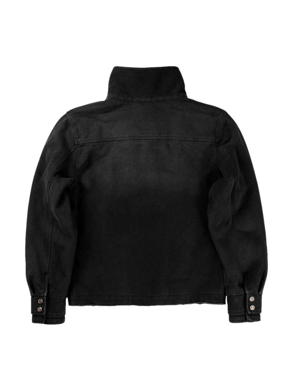 Washed black cropped fencing jacket with snap closure