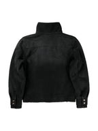 Washed black cropped fencing jacket with snap closure