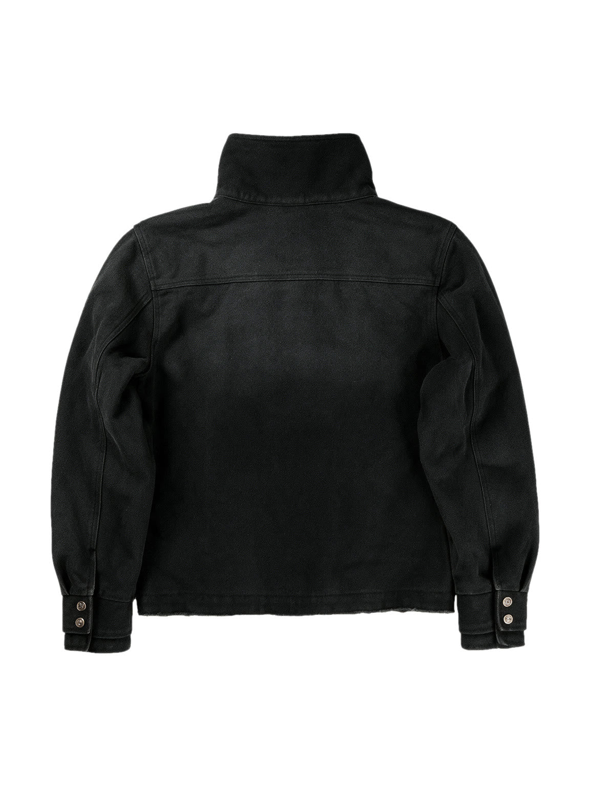 Washed black cropped fencing jacket with snap closure