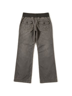 Washed taupe low rise trousers with a lace up waist