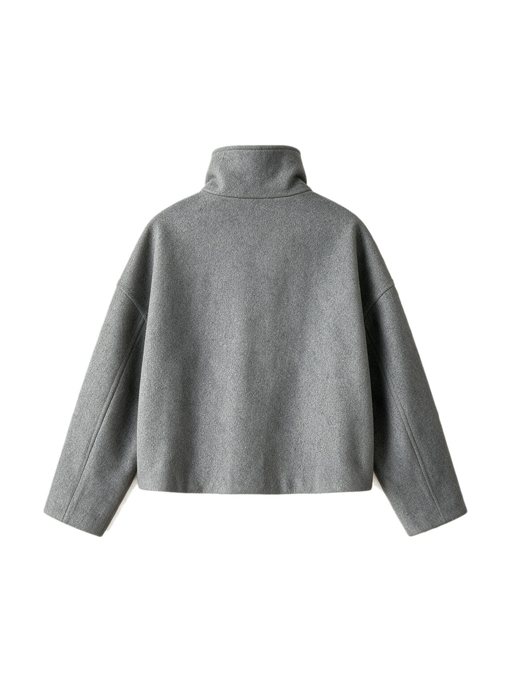 Grey cropped double breasted peacoat with a high collar