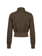 Washed taupe cropped cargo zip jacket
