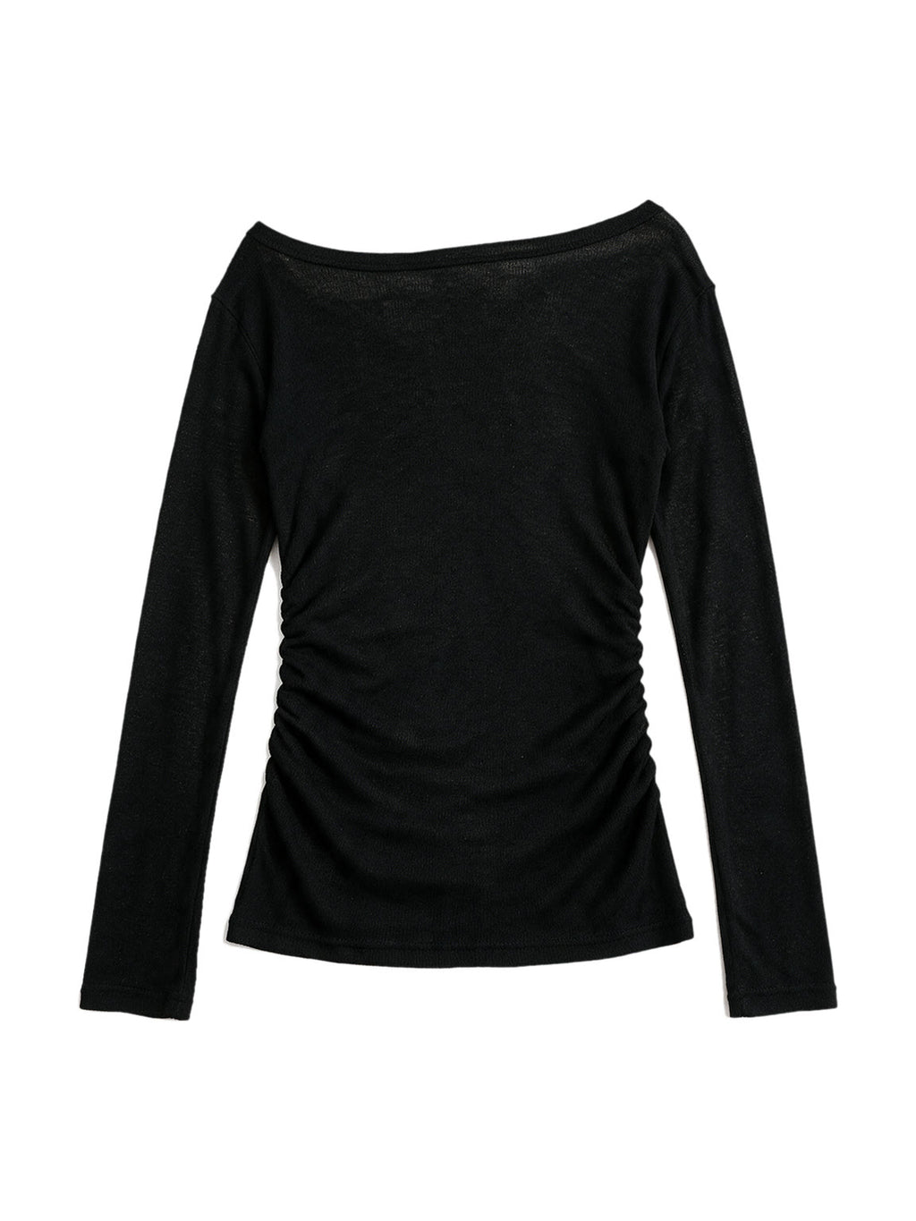 Black ruched long sleeve top printed with chains and crosses