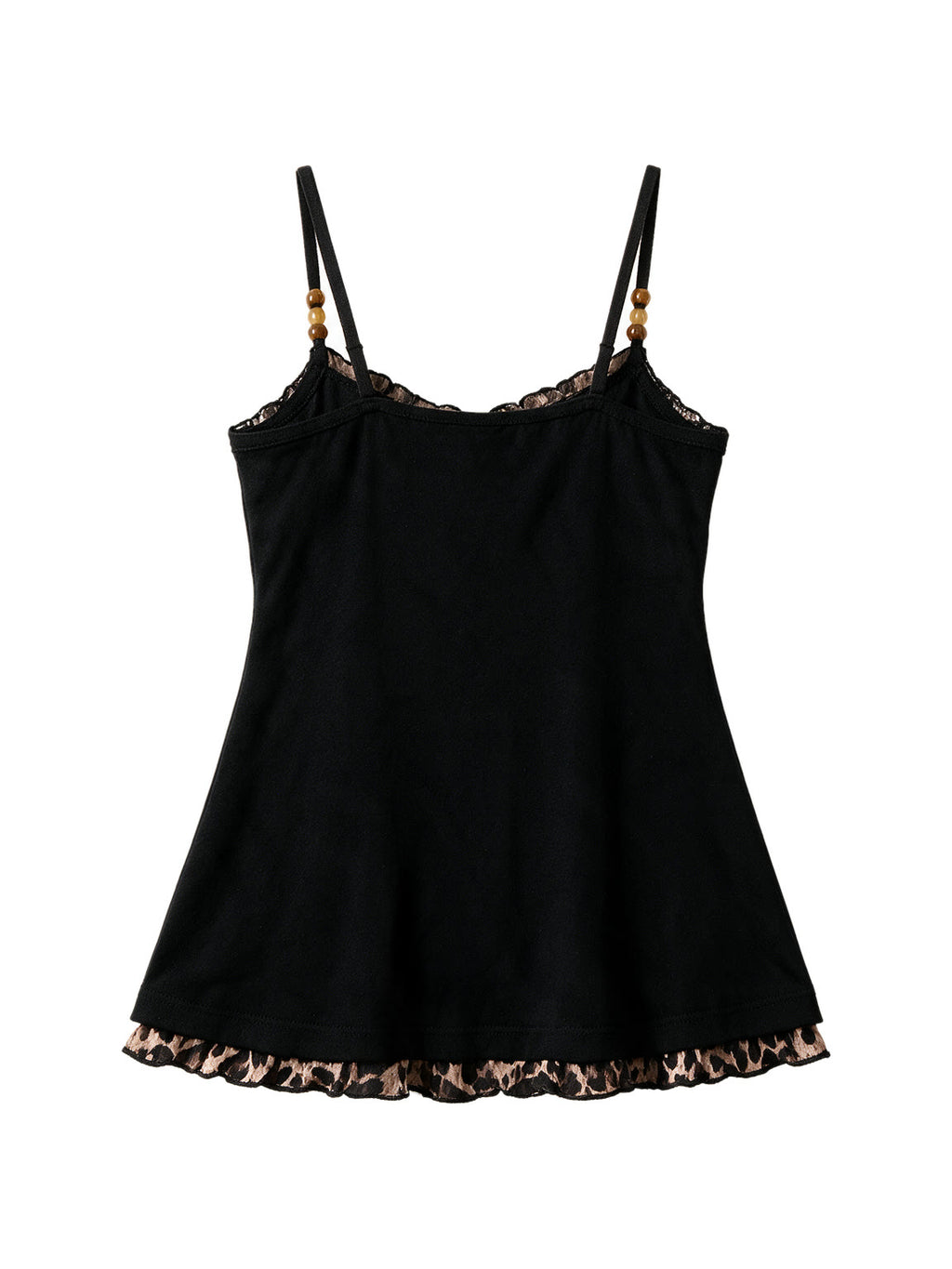 Black babydoll cami with leopard print bust and hem