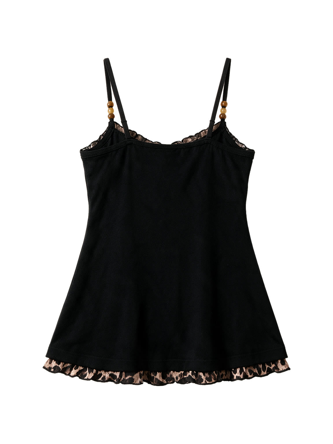 Black babydoll cami with leopard print bust and hem