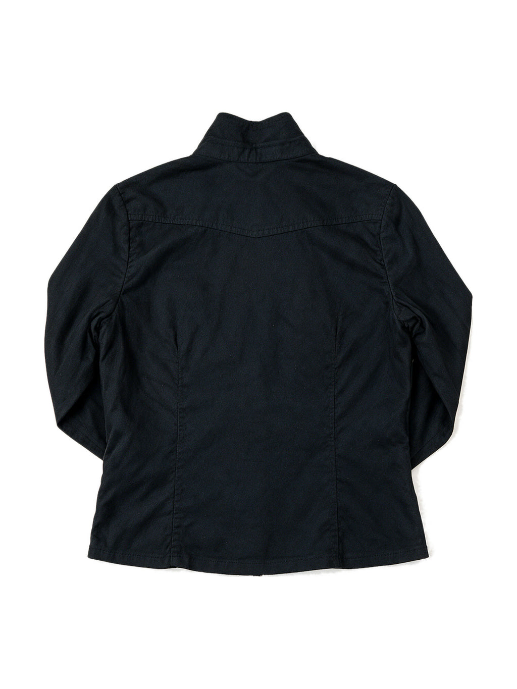 Slim black jacket with twin zips and leather trimmed pockets