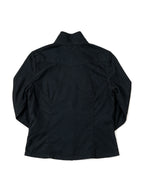 Slim black jacket with twin zips and leather trimmed pockets