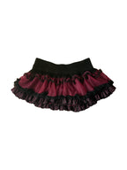 Black and red layered tiered mini skirt with lace