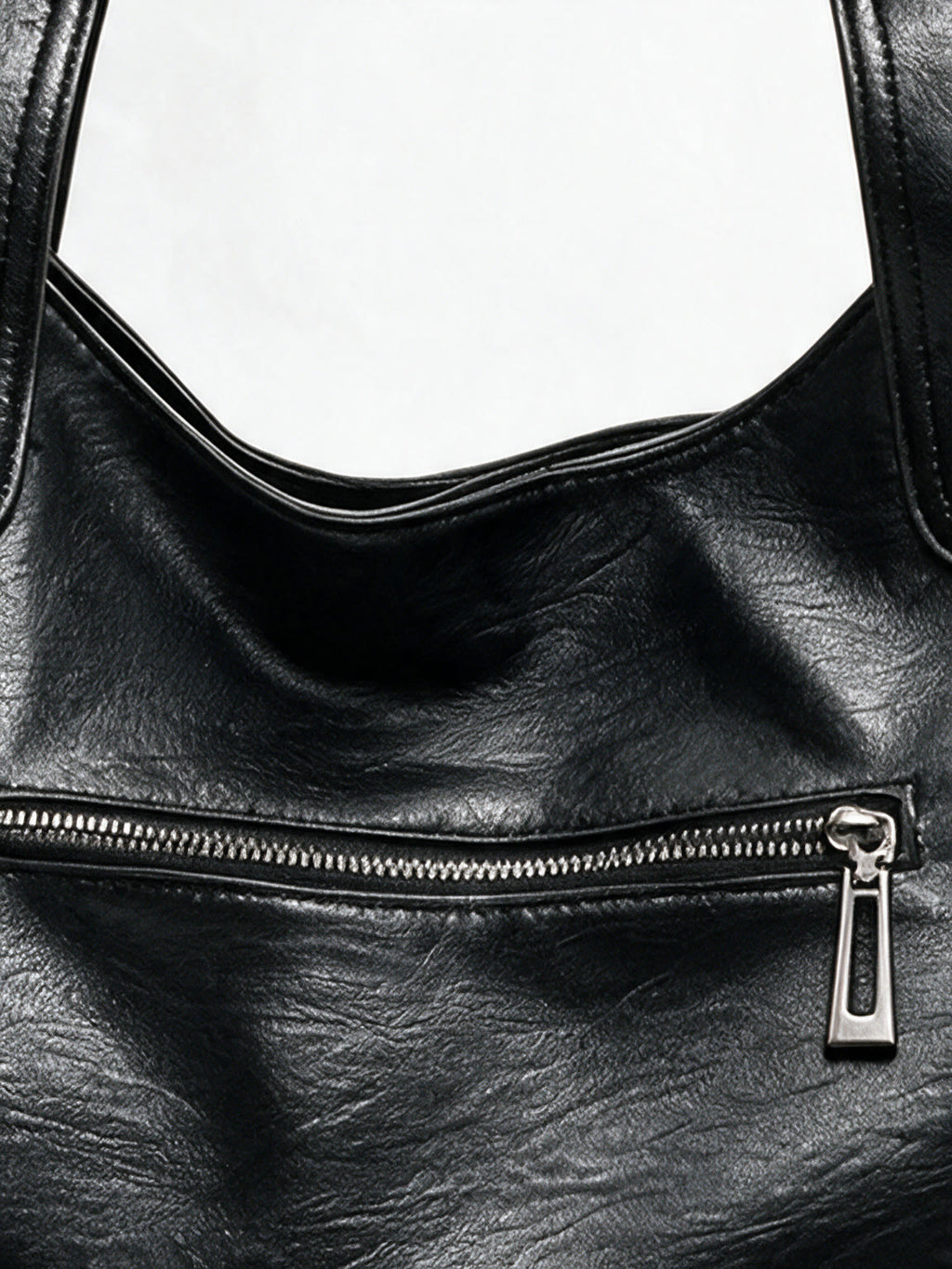 Soft black leather slouch hobo bag