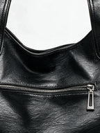 Soft black leather slouch hobo bag