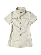 Cream short sleeve military style button top