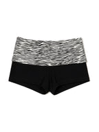 Black hot shorts with a zebra print waistband