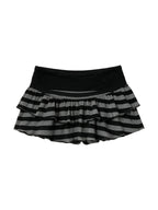 Grey and black striped tiered mini skirt