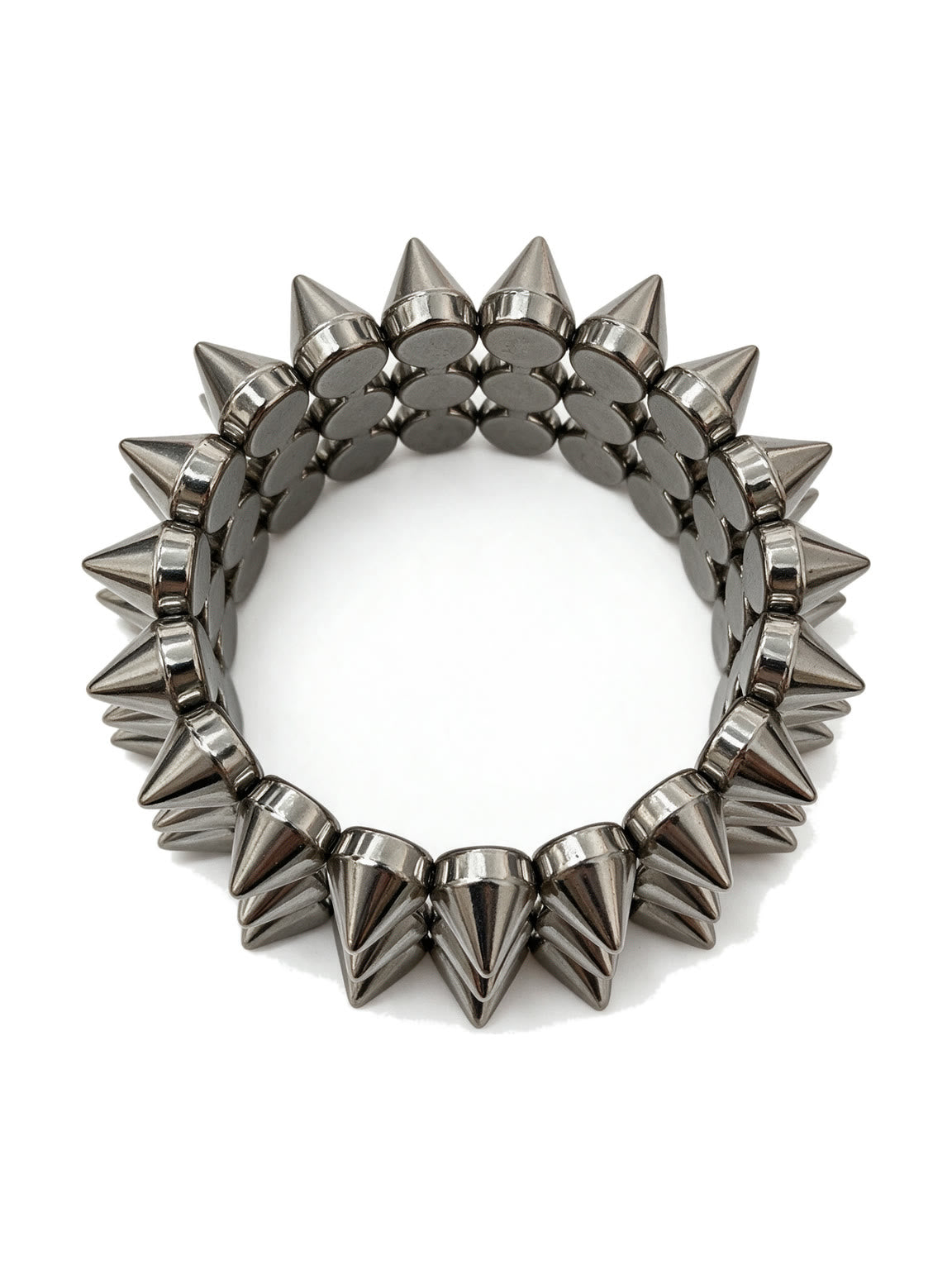 Chunky gunmetal spike stretch bracelet