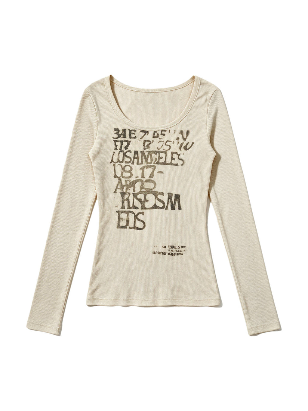 Cream fitted long sleeve baby tee with letter print
