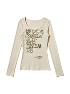 Cream fitted long sleeve baby tee with letter print