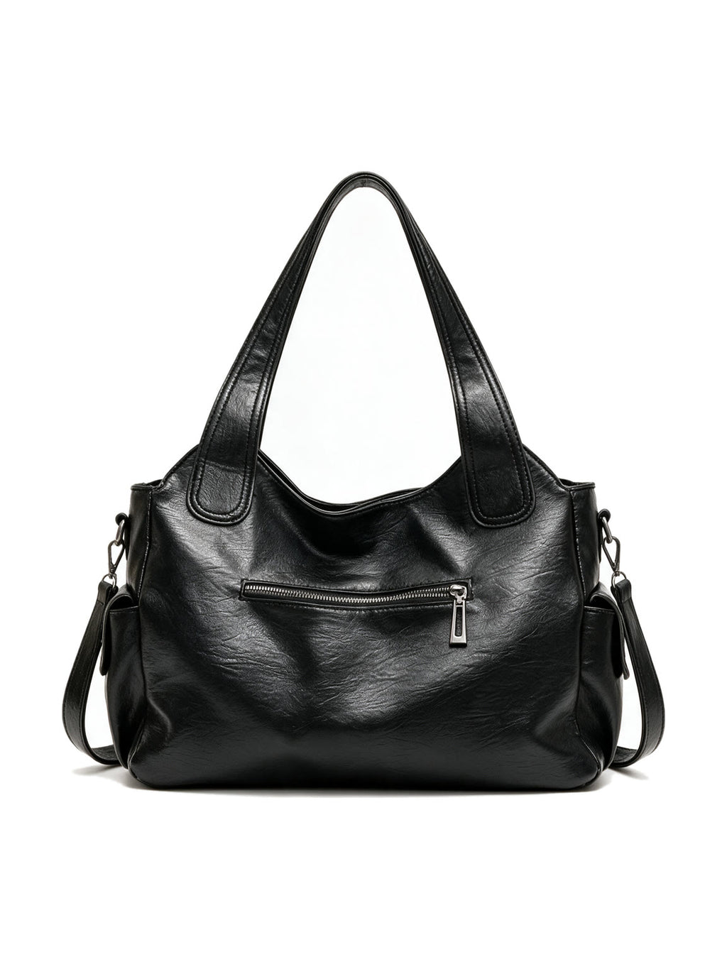 Soft black leather slouch hobo bag