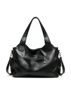 Soft black leather slouch hobo bag