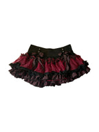Black and red layered tiered mini skirt with lace