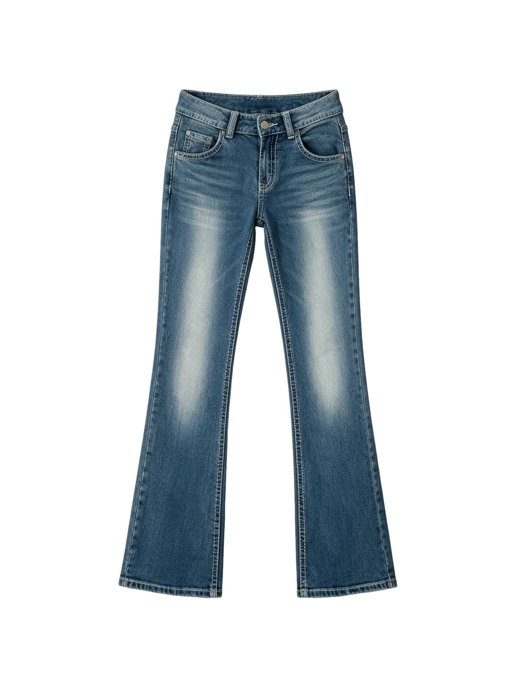 Blue baggy jeans with embroidered pockets