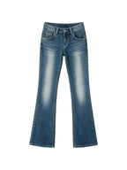 Blue baggy jeans with embroidered pockets