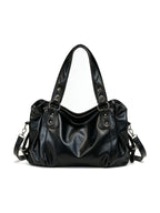 Matte black leather slouch shoulder bag