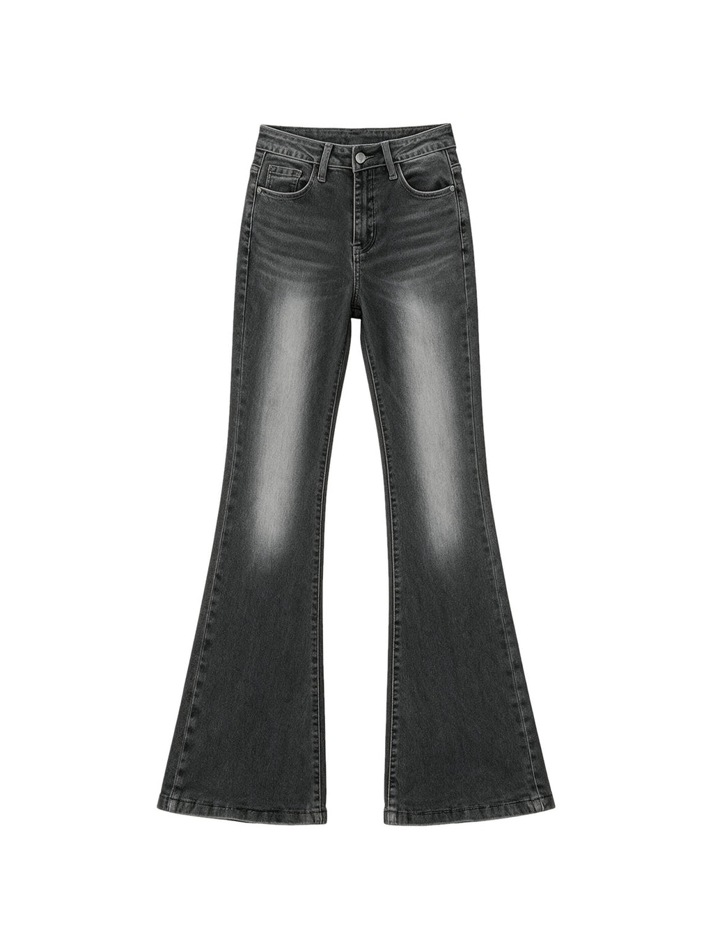 Grey washed high waist flare jeans